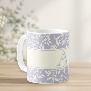Vintage Lila Blumen Initial Geschenk nach Maß Kaffeetasse