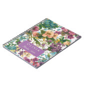Vintage-lila-Blumen-Monogramm-Muster Notizblock (Linke Seite)