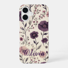 Vintage Lila Blumen Wildblume Benutzername iPhon iPhone 16 Hülle