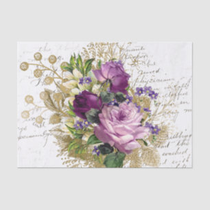 Vintage Lila BlumenCollage Seidenpapier