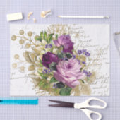 Vintage Lila BlumenCollage Seidenpapier (Handwerk)