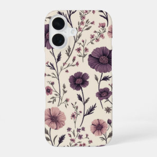 Vintage-lila Blumenmuster-iPhone-Hülle iPhone 16 Hülle