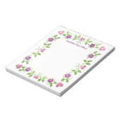 Vintage Lila Blumenrosa Herz Grüne Reben Notizblock (Rotiert)