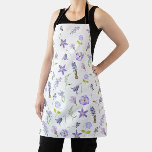 Vintage Lila Blüten Blumen Grün Blätter Boho   Schürze