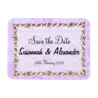 Vintage Lila Boho Damast Save-the-Date