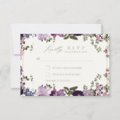 Vintage Lila botanische Hochzeitskarte RSVP Karte (Vorderseite)