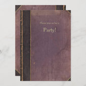 Vintage lila Buch-Einladung Einladung (Vorne/Hinten)