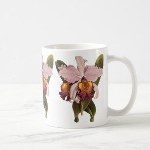 Vintage Lila Cattleya Orchid, tropische Blume Kaffeetasse