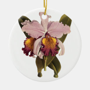 Vintage lila Cattleya-Orchidee, tropische Blumen Keramik Ornament