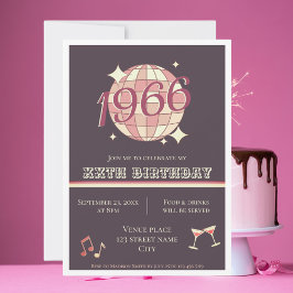 Vintage lila Einladung 1966 zum 60. Geburtstag