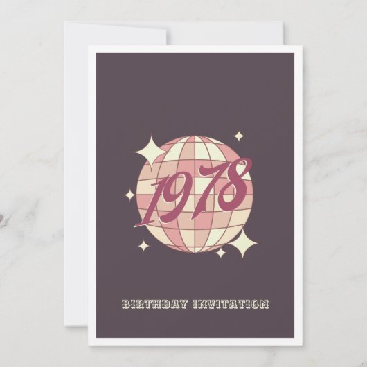 Vintage lila Einladung 1978 46. (Rückseite)