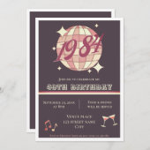 Vintage lila Einladung 1984 40. (Vorne/Hinten)