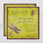 Vintage Lila Einladung zur Hochzeit der Libellen (Vorne/Hinten)