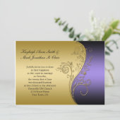 Vintage Lila Einladung zur Hochzeit von Schwarz un (Stehend Vorderseite)