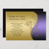 Vintage Lila Einladung zur Hochzeit von Schwarz un (Vorne/Hinten)