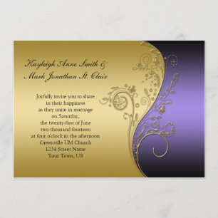 Vintage Lila Einladung zur Hochzeit von Schwarz un