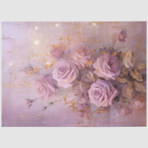 Vintage lila englische Rose Bouquet Goldfolie Seidenpapier