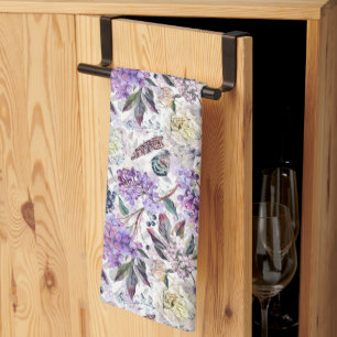 Vintage Lila Flieder Botanicals Geschirrtuch