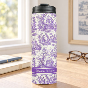 Vintage Lila Französische Landtoile de Jouy Thermosbecher