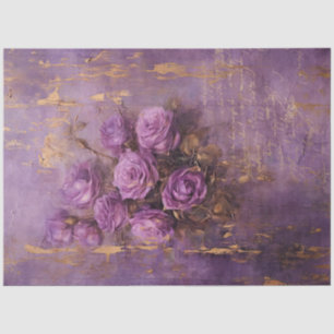 Vintage lila französische Rose Goldfolienmauer Seidenpapier