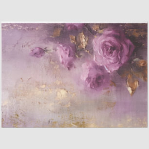 Vintage lila französische Rose Goldfolienmauer Seidenpapier