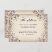 Vintage Lila Geblüht Hochzeitskarten Begleitkarte (Vorne/Hinten)