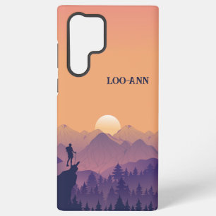 Vintage Lila Gelber Wanderberg Sonnenuntergang Samsung Galaxy Hülle