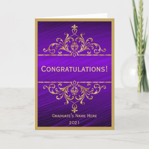 Vintage Lila Golden Gratulationen Abschluss Karte