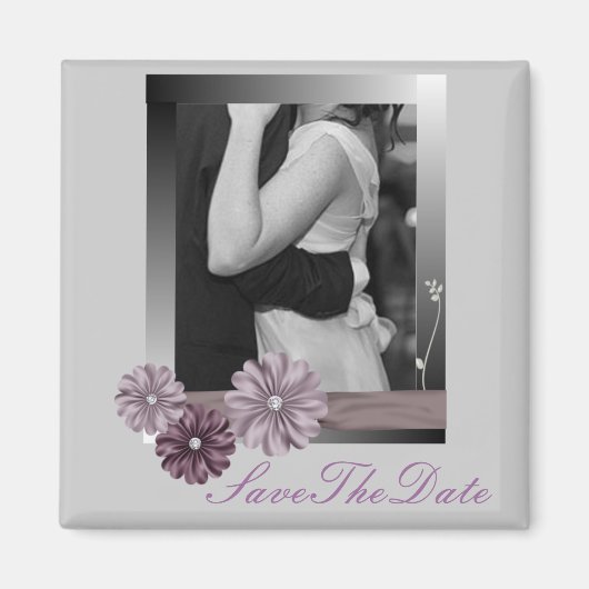 Vintage lila Graulandhochzeit Magnet (Vorne)