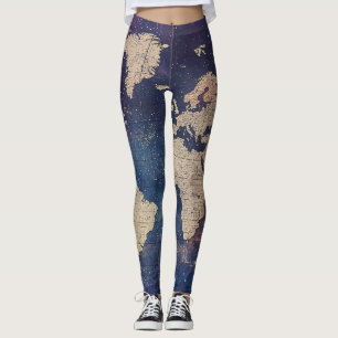 Vintage Lila Himmelsweltkarte (11) Leggings