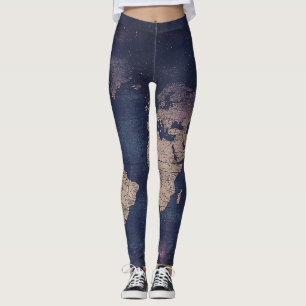 Vintage Lila Himmelsweltkarte (5) Leggings