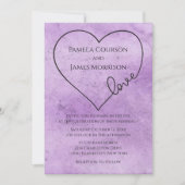 Vintage Lila Hochzeitsgrunge Einladung (Vorderseite)