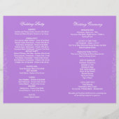 Vintage Lila Hochzeitsprogramme mit Blumen (Rückseite)