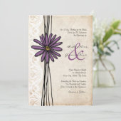 Vintage Lila Hochzeitsreise Einladung (Stehend Vorderseite)