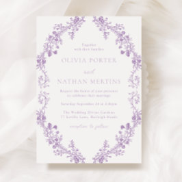Vintage Lila Lavendel-Blumenzeremonie Einladung