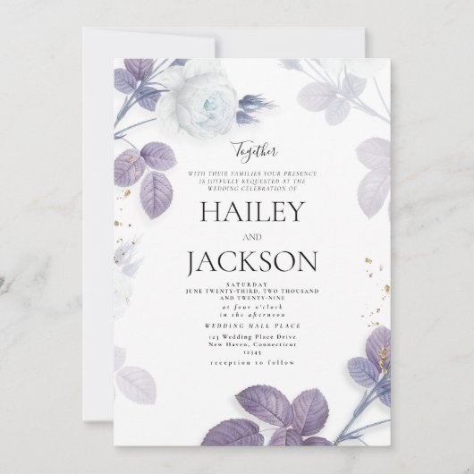 Vintage lila Lavendelblütenhochzeit Einladung (Vorderseite)