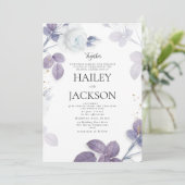 Vintage lila Lavendelblütenhochzeit Einladung (Stehend Vorderseite)