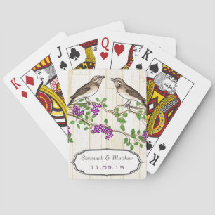 Vintage-lila-Liebesvogel-Hochzeitsgeschenk-Spielka Spielkarten