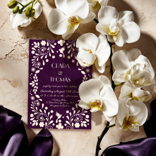 Vintage lila mexikanische Hochzeitseinladung Einladung