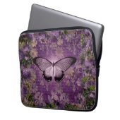 Vintage Lila Motte und florale Ephemera Laptopschutzhülle (Vorderseite Links)