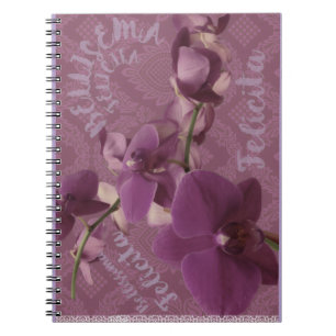 Vintage lila Orchideen-Spiral-Fotobuch Notizblock