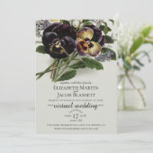 Vintage Lila Pansy Virtual Wedding Einladung (Stehend Vorderseite)