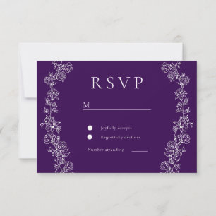 Vintage Lila Pflaumenhochzeit RSVP Karte