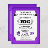 Vintage Lila Playbill Geburtstagsparty Einladung (Vorne/Hinten)