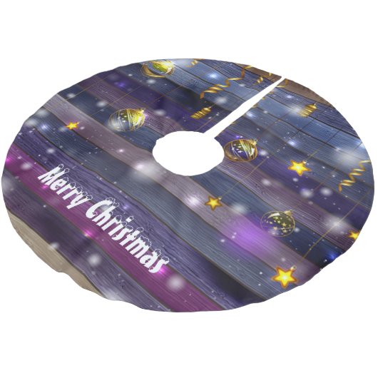 Vintage Lila Polyester Weihnachtsbaumdecke (Schrägansicht)