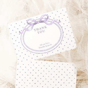 Vintage Lila Punkte Babyparty Dankeskarte