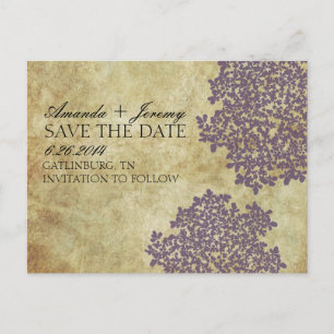 Vintage Lila Queen-Annes-Lace Save-the-Date-Karte Ankündigungspostkarte