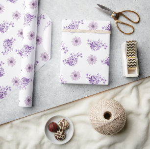 Vintage Lila Rosa Blume Floral Boho Geschenkpapier