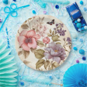 Vintage Lila rosa, florale Papierplatte Pappteller (Party)