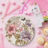 Vintage Lila rosa, florale Papierplatte Pappteller (Party)